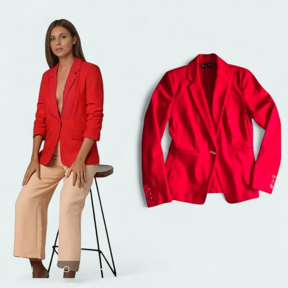 7th Avenue Design Studio Hour Glass One Button Cotton Blazer Sz.2 - Picture 12 of 12